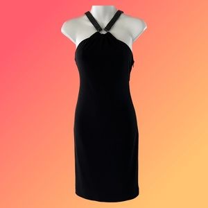 Ralph Lauren Black Label Leather Strap Halter Dress